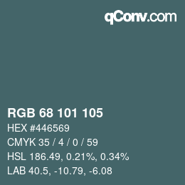 カラーコード: RGB 68 101 105 | qconv.com