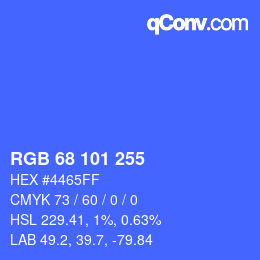 Color code: RGB 68 101 255 | qconv.com