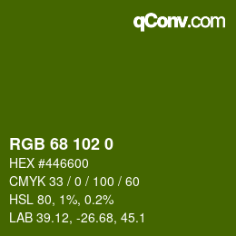 颜色代码: RGB 68 102 0 | qconv.com