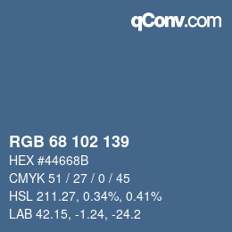 Code couleur: RGB 68 102 139 | qconv.com