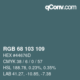 Color code: RGB 68 103 109 | qconv.com