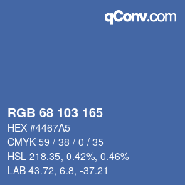 Color code: RGB 68 103 165 | qconv.com