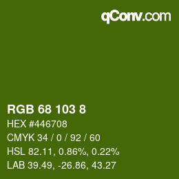 カラーコード: RGB 68 103 8 | qconv.com