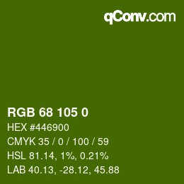 Color code: RGB 68 105 0 | qconv.com