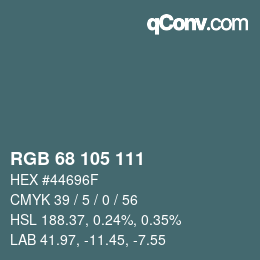 Farbcode: RGB 68 105 111 | qconv.com