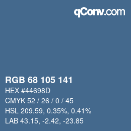 颜色代码: RGB 68 105 141 | qconv.com