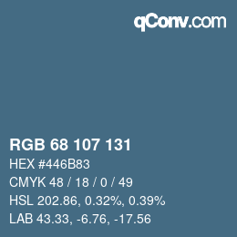 Color code: RGB 68 107 131 | qconv.com