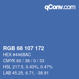 颜色代码: RGB 68 107 172 | qconv.com