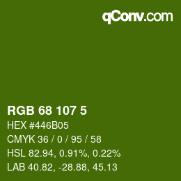 カラーコード: RGB 68 107 5 | qconv.com