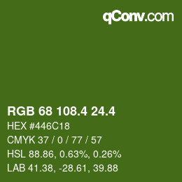 カラーコード: RGB 68 108.4 24.4 | qconv.com