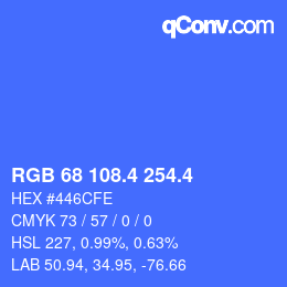 カラーコード: RGB 68 108.4 254.4 | qconv.com