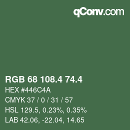 カラーコード: RGB 68 108.4 74.4 | qconv.com