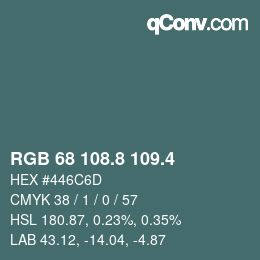 カラーコード: RGB 68 108.8 109.4 | qconv.com