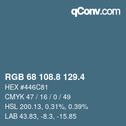 カラーコード: RGB 68 108.8 129.4 | qconv.com