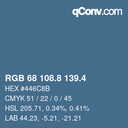カラーコード: RGB 68 108.8 139.4 | qconv.com