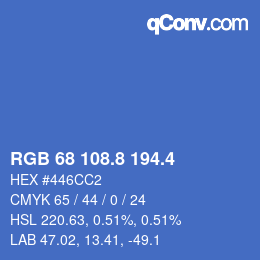 カラーコード: RGB 68 108.8 194.4 | qconv.com