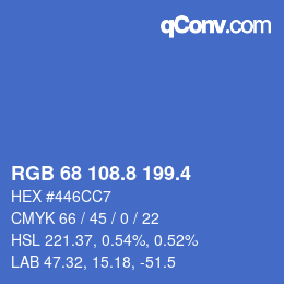 カラーコード: RGB 68 108.8 199.4 | qconv.com