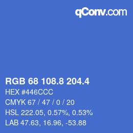 カラーコード: RGB 68 108.8 204.4 | qconv.com