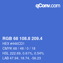 カラーコード: RGB 68 108.8 209.4 | qconv.com