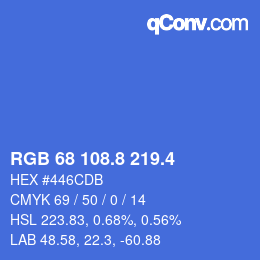 カラーコード: RGB 68 108.8 219.4 | qconv.com