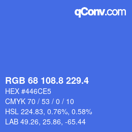 カラーコード: RGB 68 108.8 229.4 | qconv.com