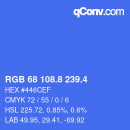 カラーコード: RGB 68 108.8 239.4 | qconv.com