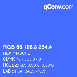 カラーコード: RGB 68 108.8 254.4 | qconv.com