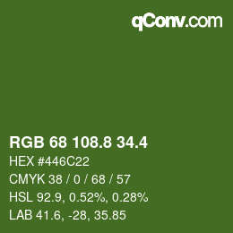 カラーコード: RGB 68 108.8 34.4 | qconv.com
