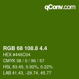 カラーコード: RGB 68 108.8 4.4 | qconv.com