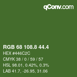 カラーコード: RGB 68 108.8 44.4 | qconv.com