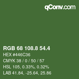 カラーコード: RGB 68 108.8 54.4 | qconv.com