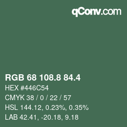 カラーコード: RGB 68 108.8 84.4 | qconv.com