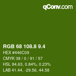 カラーコード: RGB 68 108.8 9.4 | qconv.com