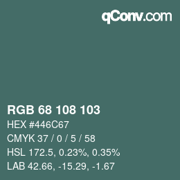 Código de color: RGB 68 108 103 | qconv.com