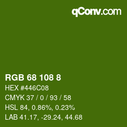 カラーコード: RGB 68 108 8 | qconv.com