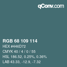 Color code: RGB 68 109 114 | qconv.com