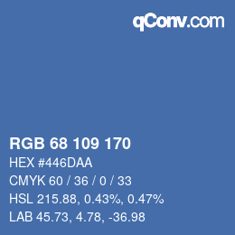 Color code: RGB 68 109 170 | qconv.com
