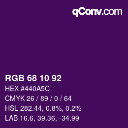 Color code: RGB 68 10 92 | qconv.com