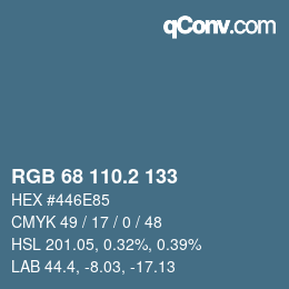 カラーコード: RGB 68 110.2 133 | qconv.com