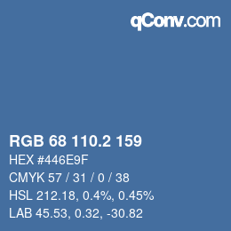 カラーコード: RGB 68 110.2 159 | qconv.com