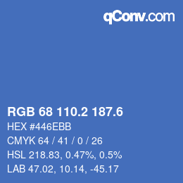カラーコード: RGB 68 110.2 187.6 | qconv.com