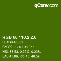 カラーコード: RGB 68 110.2 2.6 | qconv.com