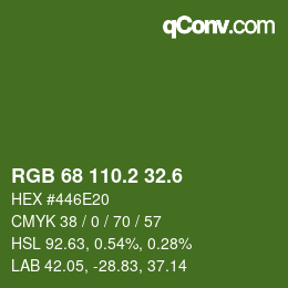 カラーコード: RGB 68 110.2 32.6 | qconv.com