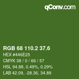 カラーコード: RGB 68 110.2 37.6 | qconv.com