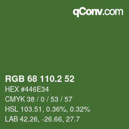 カラーコード: RGB 68 110.2 52 | qconv.com