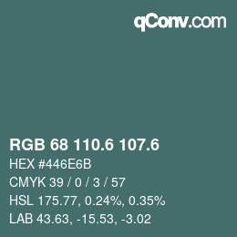 カラーコード: RGB 68 110.6 107.6 | qconv.com