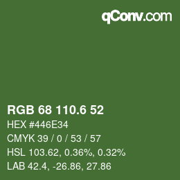 カラーコード: RGB 68 110.6 52 | qconv.com