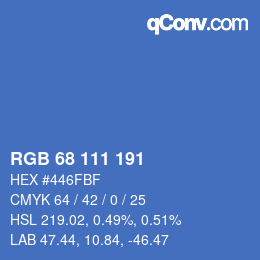 Color code: RGB 68 111 191 | qconv.com