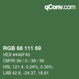 Código de color: RGB 68 111 69 | qconv.com