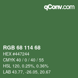 Color code: RGB 68 114 68 | qconv.com